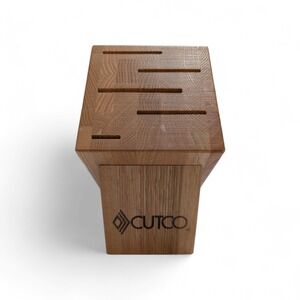 Cutco 5 Slot Wooden Knife Block Solid Oak Kitchen Cutlery Storage Holder